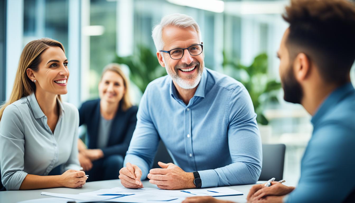 Fostering effective communication workplace(a group of workers conversing)