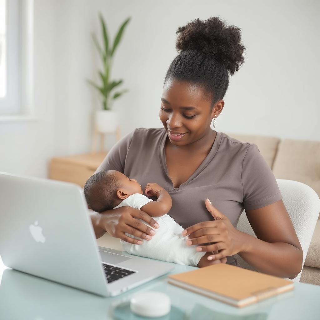  Breastfeeding vs pumping, A woman working on her laptop