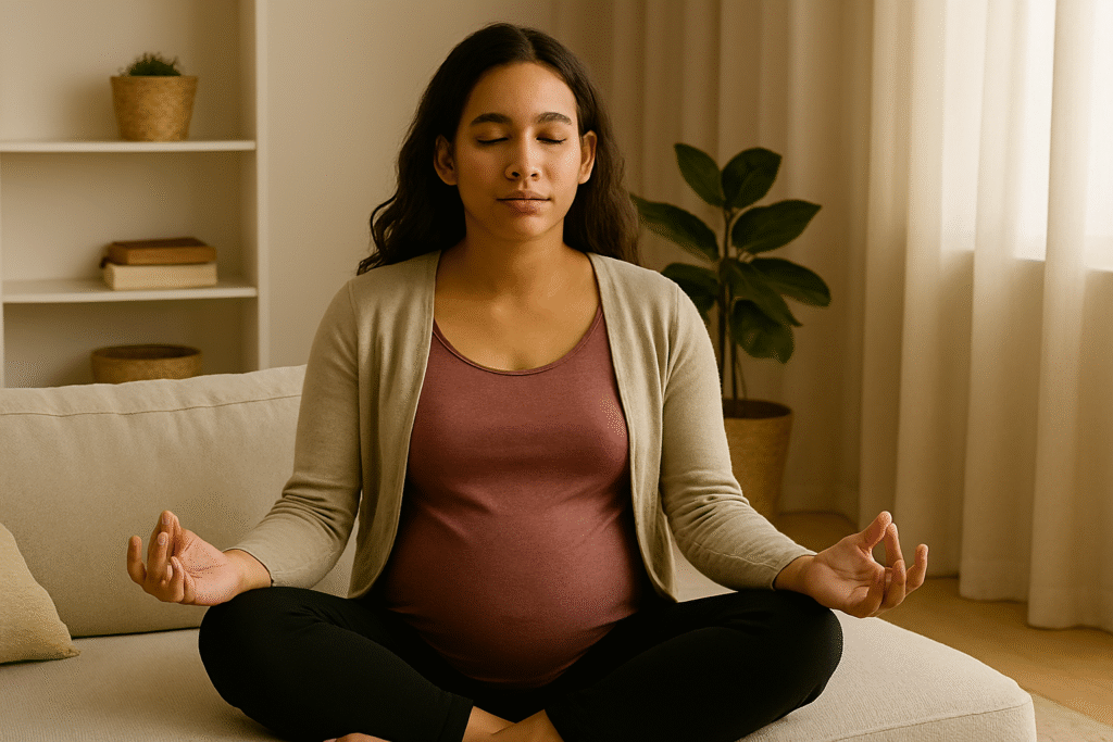 expecting mom meditation at home as part of childbirth preparation